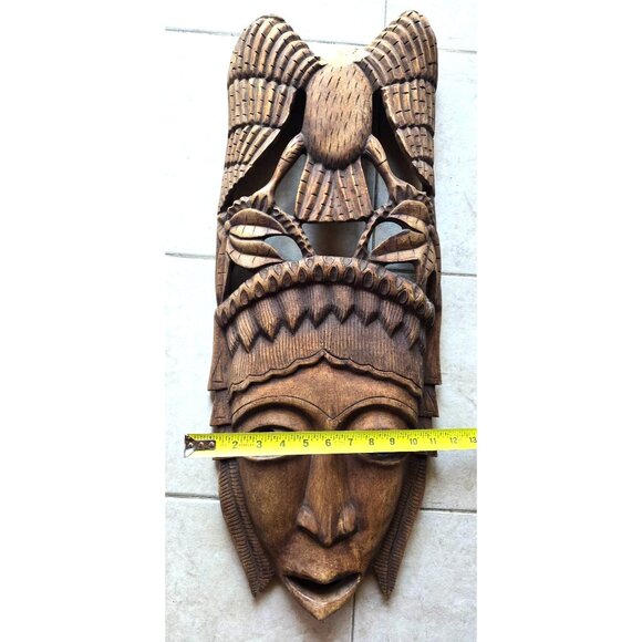 African Solid Wood Carved Art Wall Decoration Folk Art Tribal Mask - Picture 3 of 5